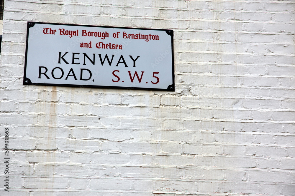 Fototapeta premium London Street Sign, Kenway Road, Borough of Kensington and Chels