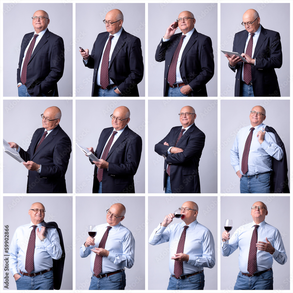 Collage portrait of a successful senior man Collage portrait of a successful senior man