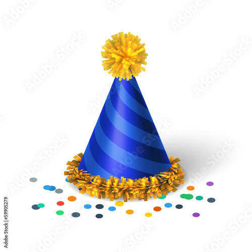 Blue birthday hat with spirals