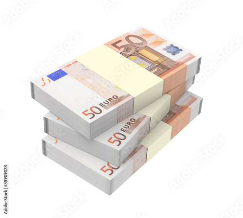 Euro money isolated on white background.