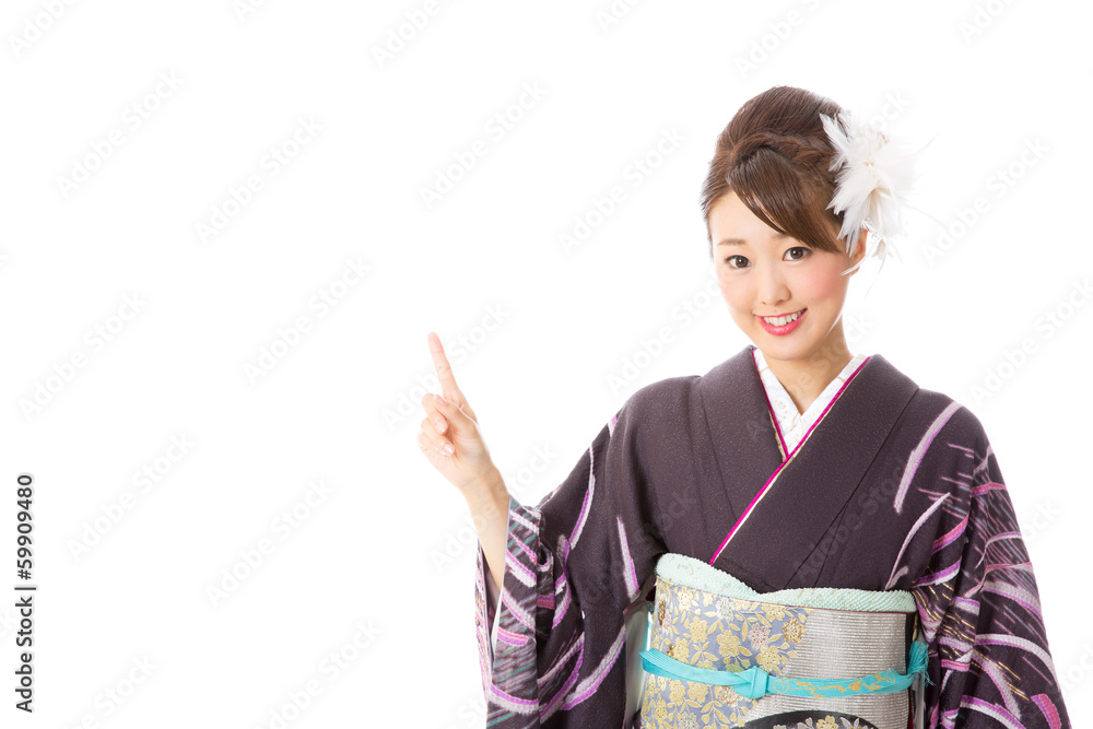 japanese kimono woman on white background japanese kimono woman on white background