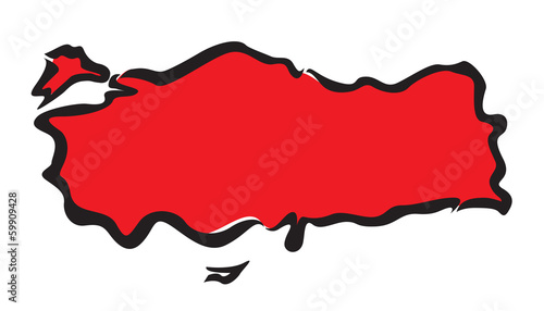 red abstract map of Turkey map