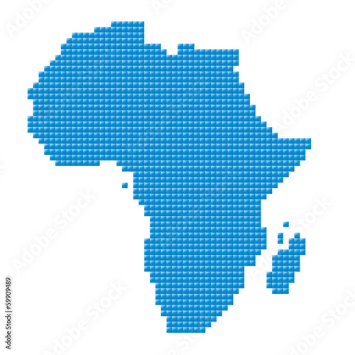 blue map of Africa made of pixels