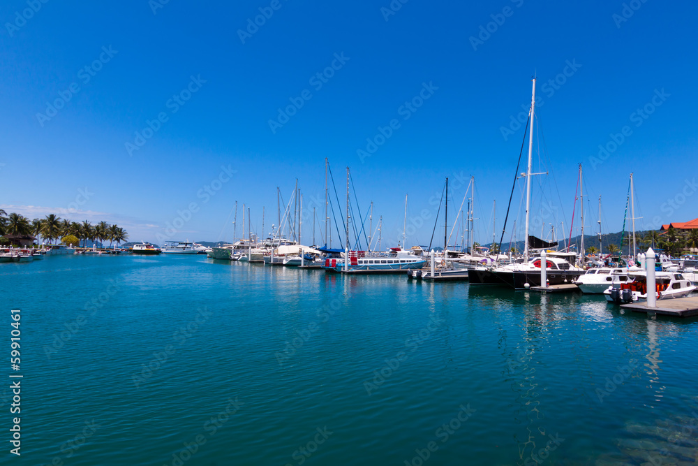 Sail boats with blue sky
