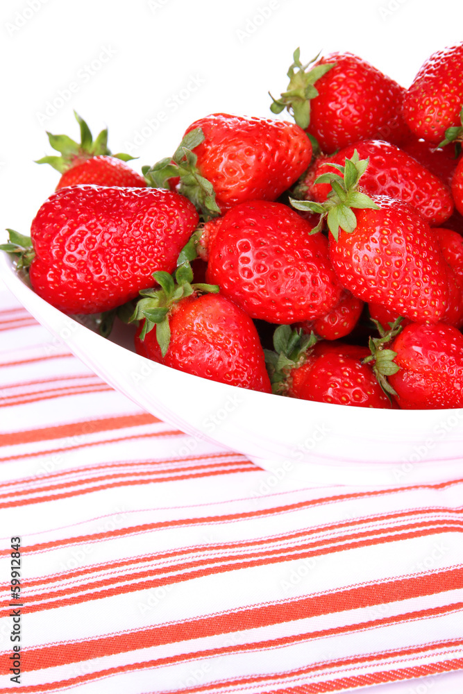 Fresh strawberry in bowl isolated on white Fresh strawberry in bowl isolated on white