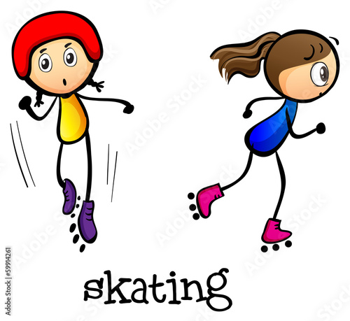Two girls skating