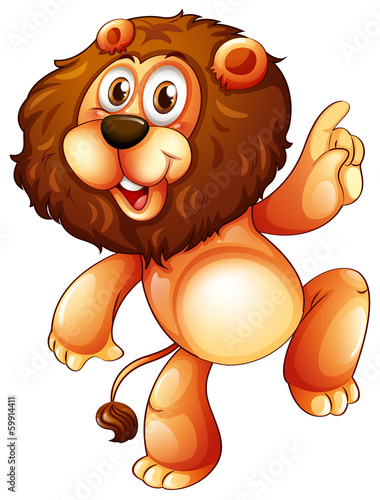 A young playful lion