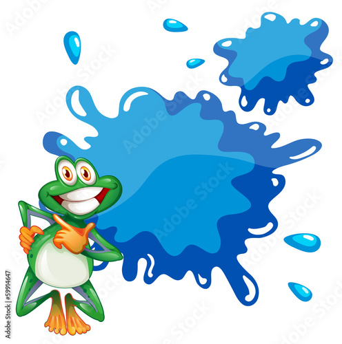 A smiling frog and an empty blue template