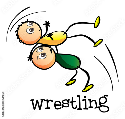Two men wrestling