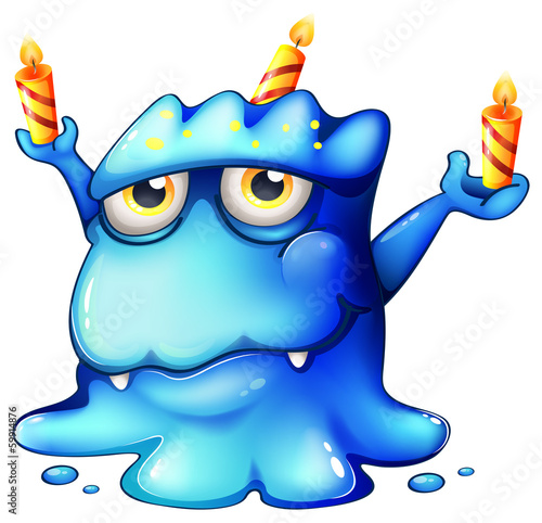 A blue monster celebrating a birthday