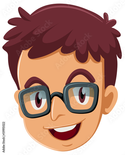 A head of a boy with an eyeglass