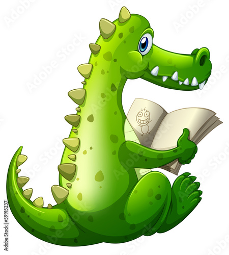 A crocodile reading