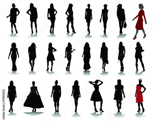 Silhouettes of fashion, vector