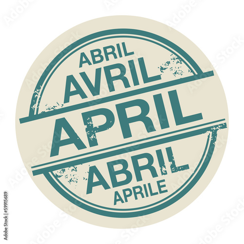 Stamp with the word April in different languages
