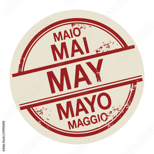 Stamp with the word May in different languages
