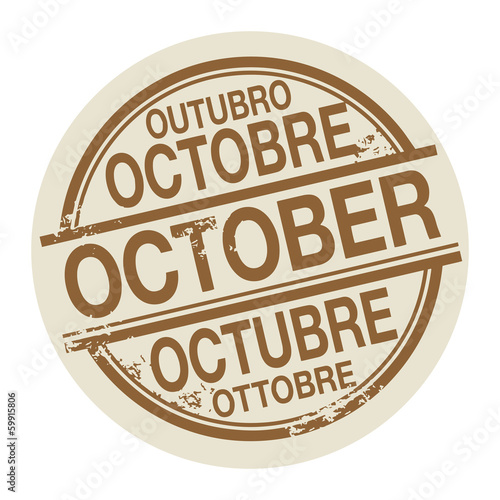 Stamp with the word October in different languages