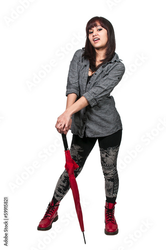 Woman Holding Umbrella photo