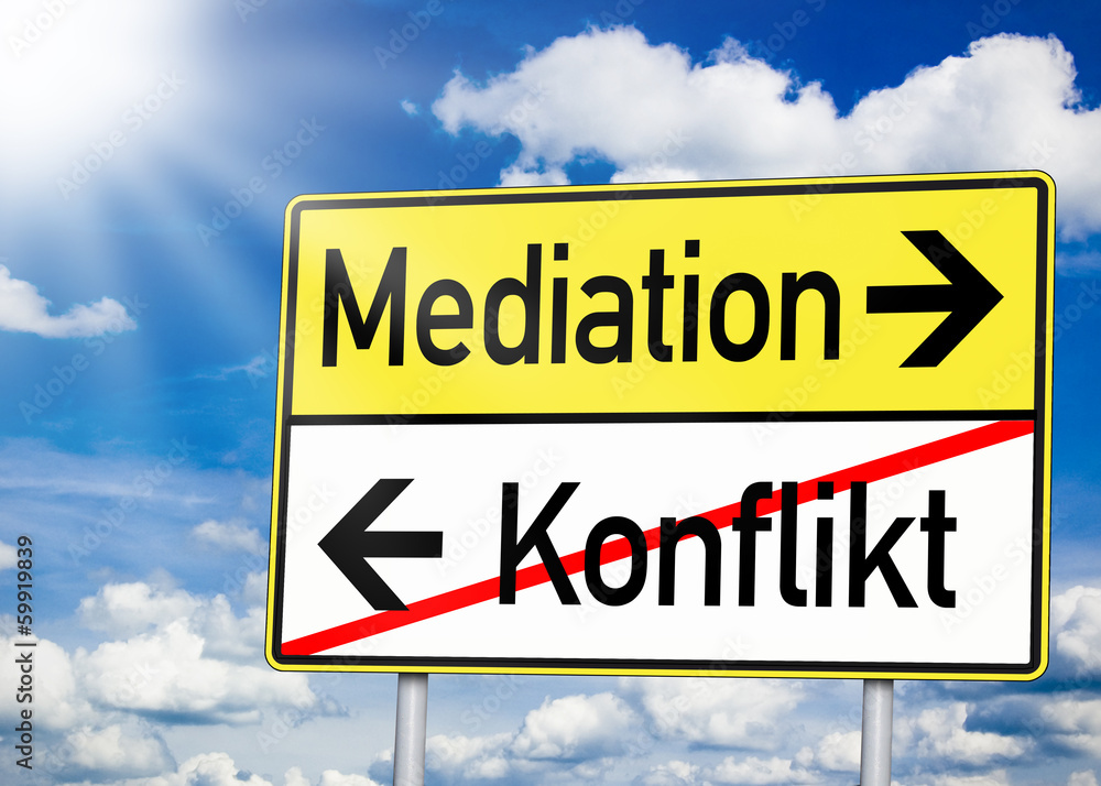 Wegweiser mit Konflikt und Mediation Wegweiser mit Konflikt und Mediation