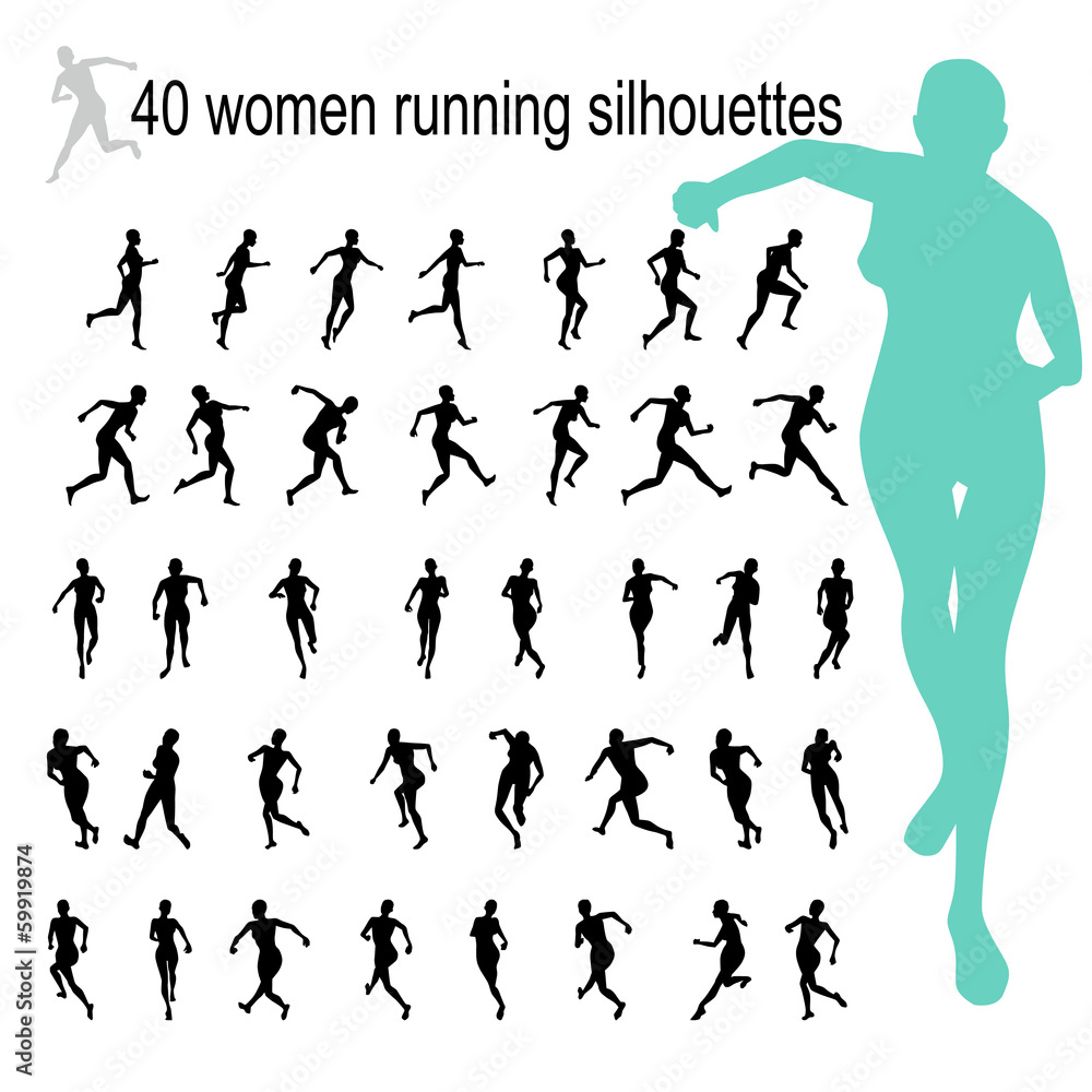 women running silhouettes
