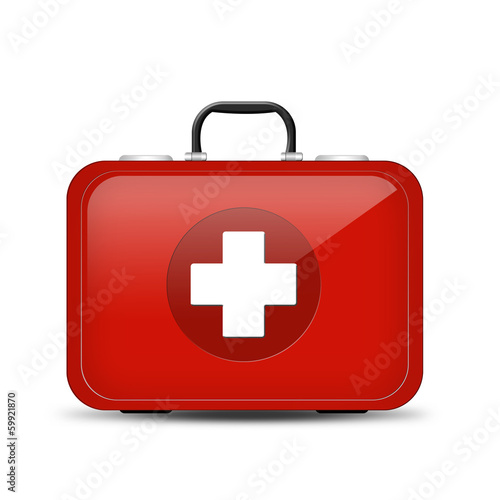 Red First Aid kit. Illustration