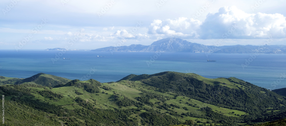 Strait of Gibraltar. Jebel Musa, Morocco background