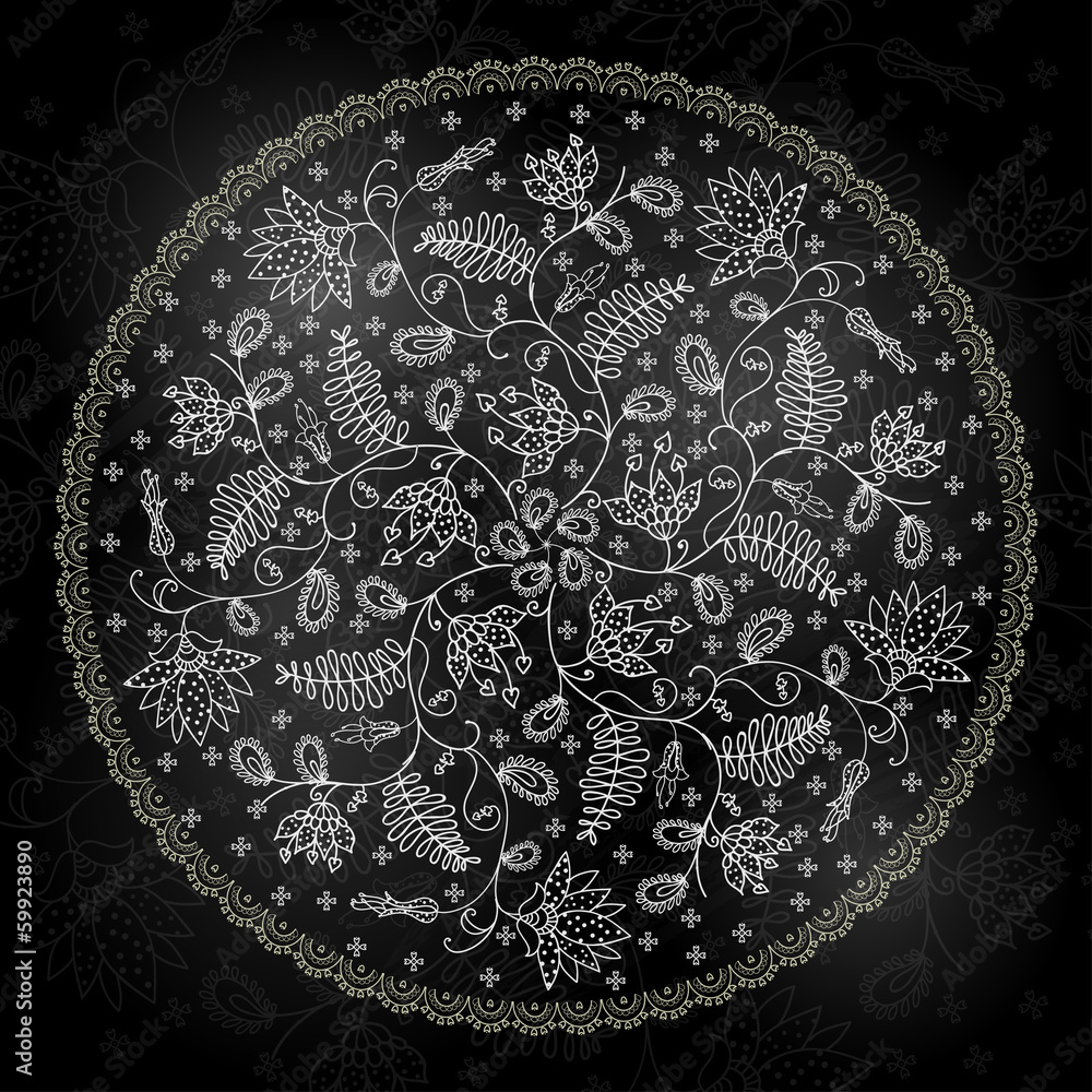 Chalk Style Hand Drawn Flowers. Chalk Style Hand Drawn Flowers.