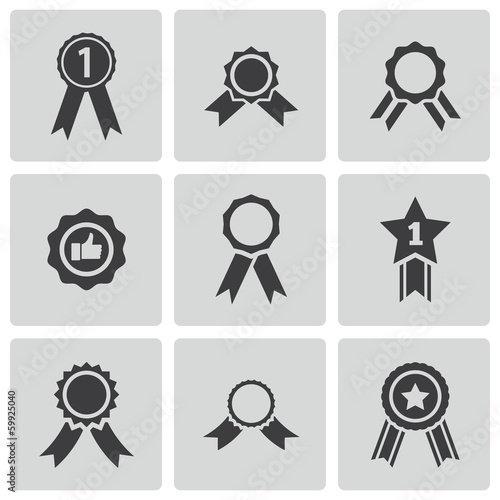 Vector black award medal icons set