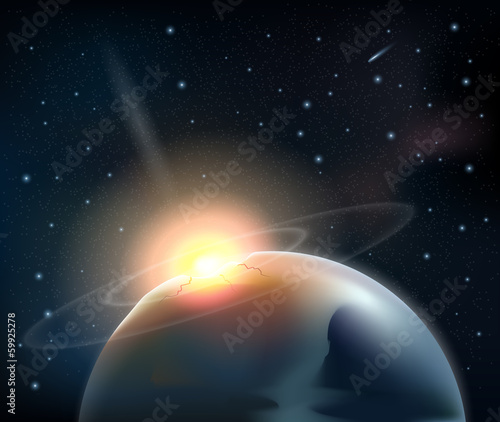 Collision of an asteroid with planet