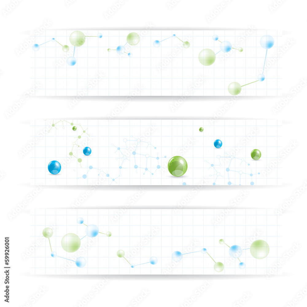 Abstract molecule banner set Abstract molecule banner set