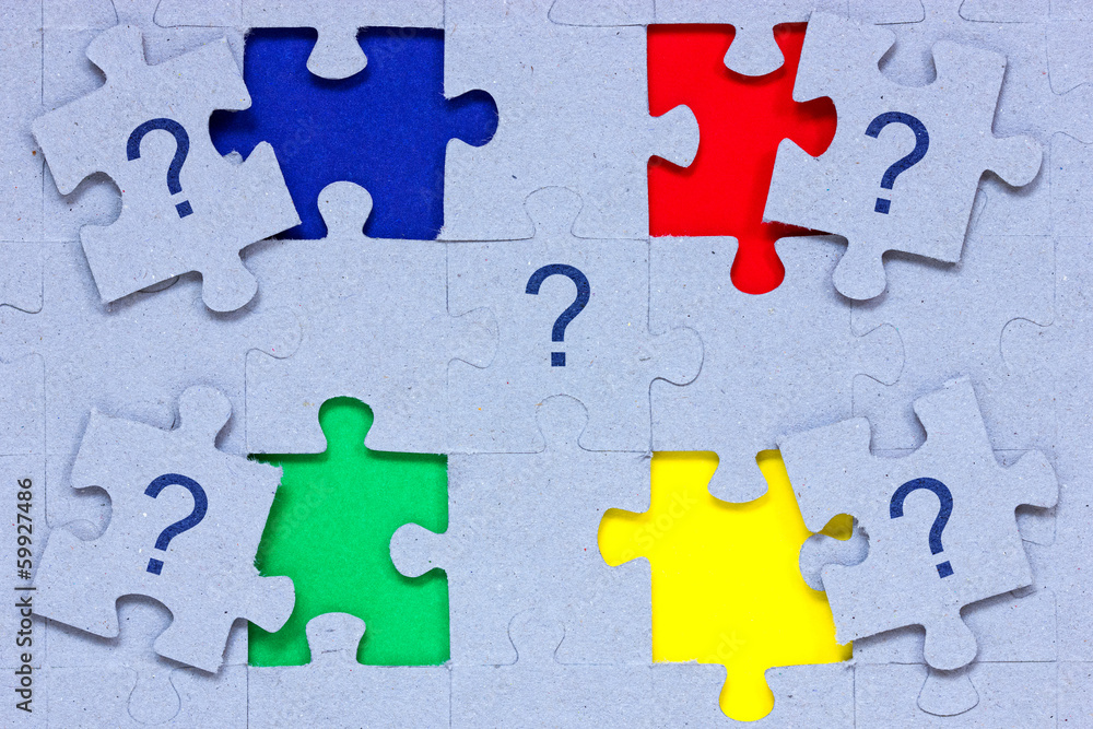 Puzzle with question marks on it Puzzle with question marks on it