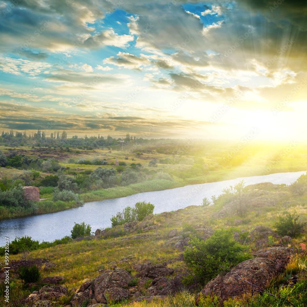 evening river landscape evening river landscape