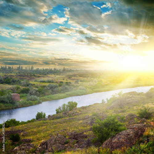 evening river landscape