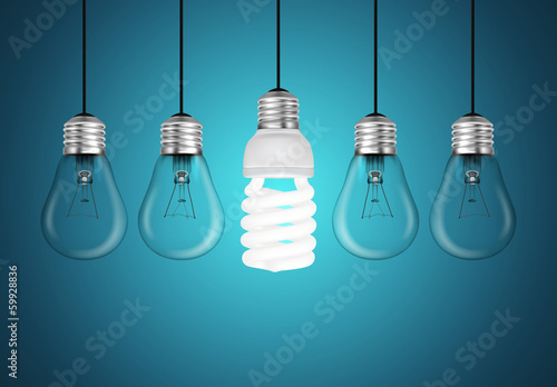 Idea concept with light bulbs in illustration vector