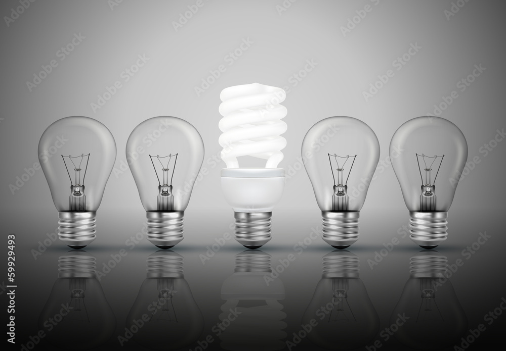 Idea concept with light bulbs in illustration vector Idea concept with light bulbs in illustration vector