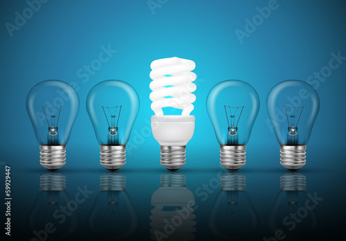 Idea concept with light bulbs in illustration vector
