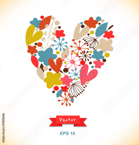 Vector decorative greeting card with doodle heart