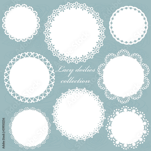 Cute white lacy doilies collection.