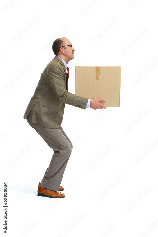 Businessman and a cardboard box Businessman and a cardboard box