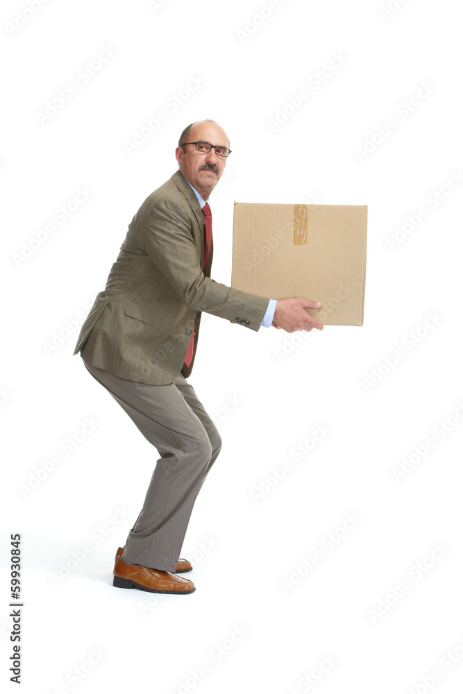 Businessman and a cardboard box Businessman and a cardboard box