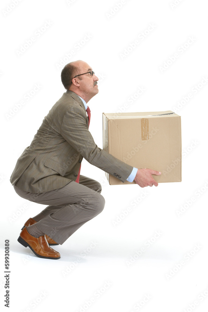 Businessman and a cardboard box Businessman and a cardboard box
