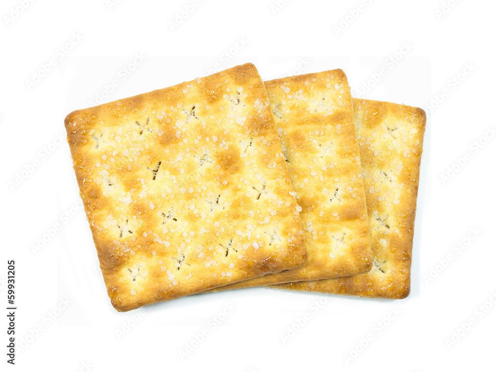 Stack of sugar crackers isolated on the white background. food s Stack of sugar crackers isolated on the white background. food s