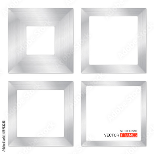 Set Of Vector Frames With Metal Texture