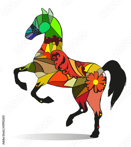 silhouette di cavallo composto da colori
