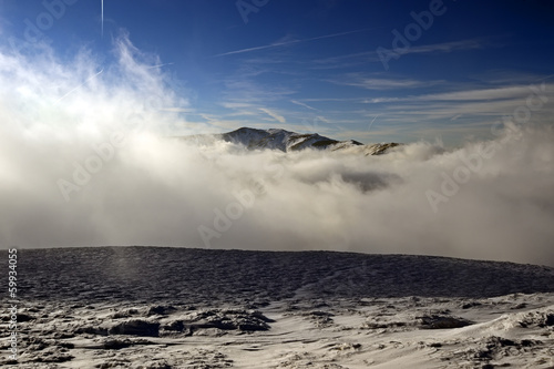 A frosty day is in mountains