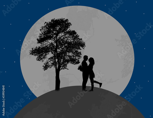 Lovers on globe earth