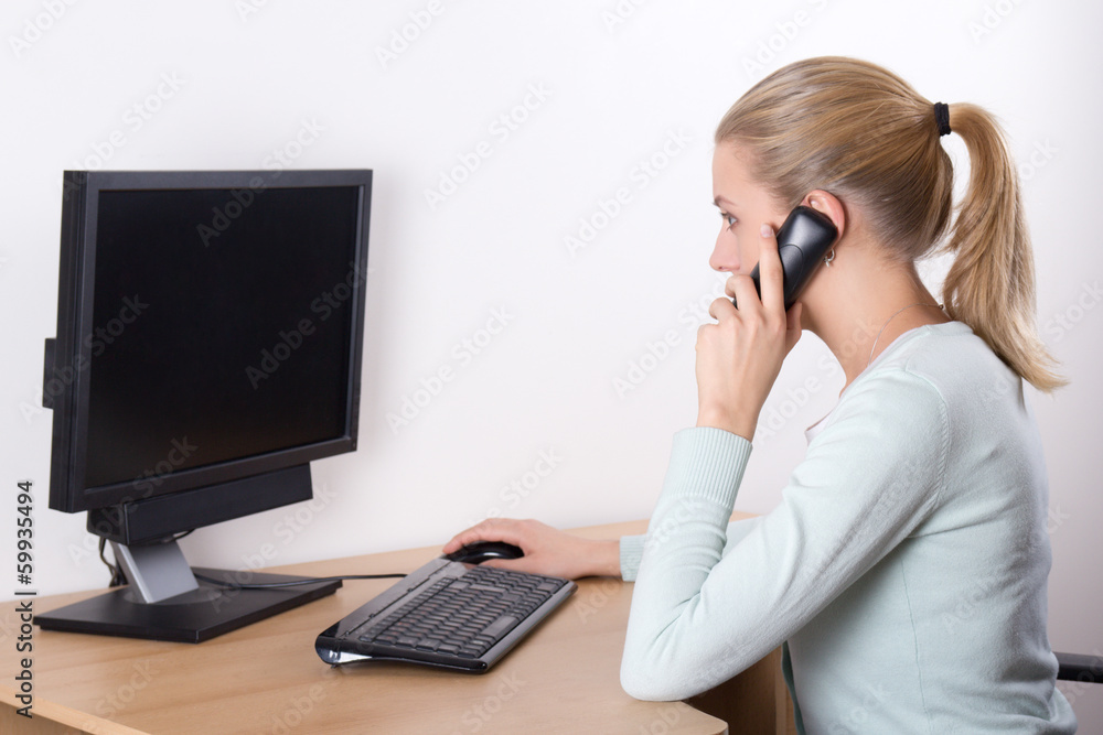 young attractive business woman working in office young attractive business woman working in office