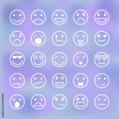 Icons set of smiley faces for mobile application interface