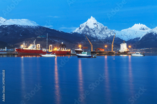 Cargo container ships in the port of Ushuaia, Argentina © sunsinger