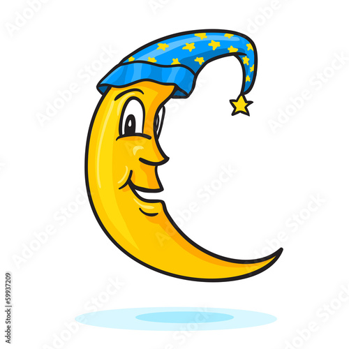Canvas Print Moon in nightcap with gold star