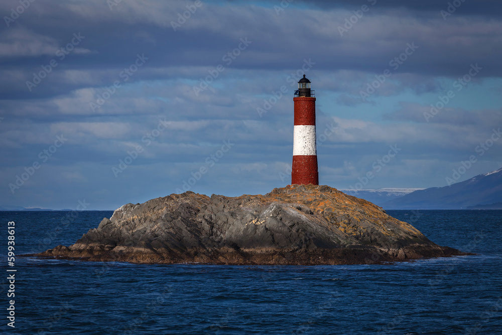 Lighthouse End of the world in the Beagle Channel, Ushuaia, Pata Lighthouse End of the world in the Beagle Channel, Ushuaia, Pata